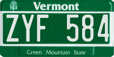 VT license plate ZYF584