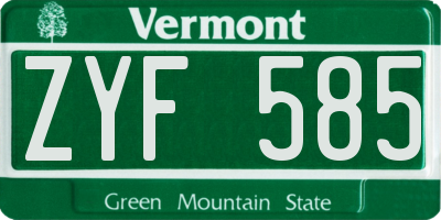 VT license plate ZYF585