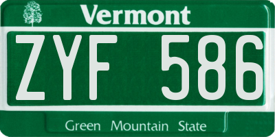 VT license plate ZYF586