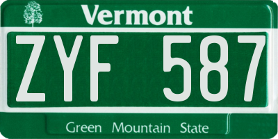 VT license plate ZYF587