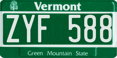 VT license plate ZYF588