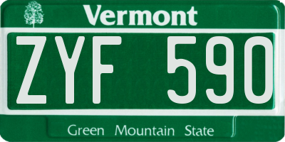 VT license plate ZYF590