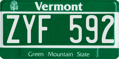 VT license plate ZYF592