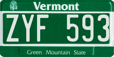 VT license plate ZYF593