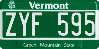 VT license plate ZYF595