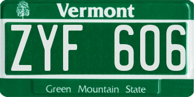 VT license plate ZYF606