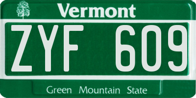VT license plate ZYF609