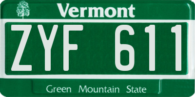 VT license plate ZYF611