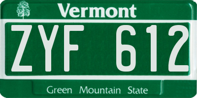 VT license plate ZYF612