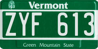 VT license plate ZYF613