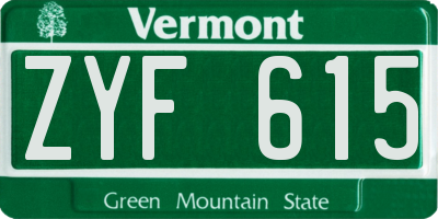 VT license plate ZYF615