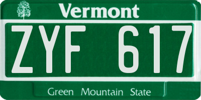 VT license plate ZYF617