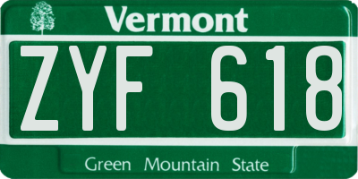 VT license plate ZYF618
