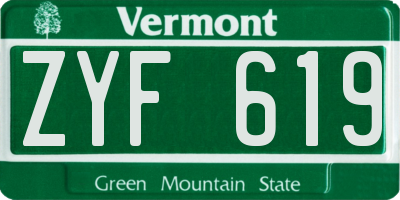 VT license plate ZYF619