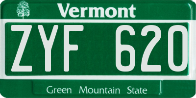 VT license plate ZYF620