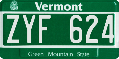 VT license plate ZYF624