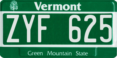 VT license plate ZYF625