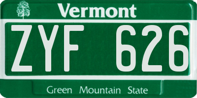 VT license plate ZYF626
