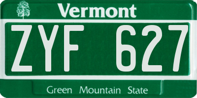 VT license plate ZYF627