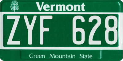 VT license plate ZYF628