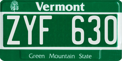 VT license plate ZYF630