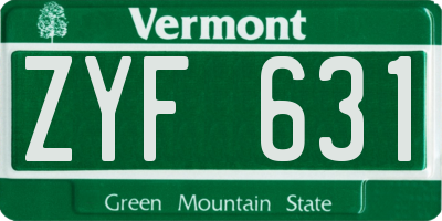 VT license plate ZYF631