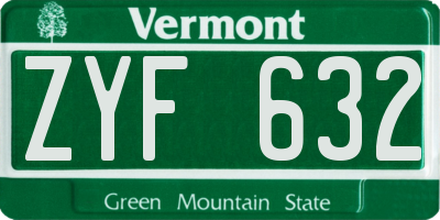 VT license plate ZYF632