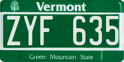 VT license plate ZYF635