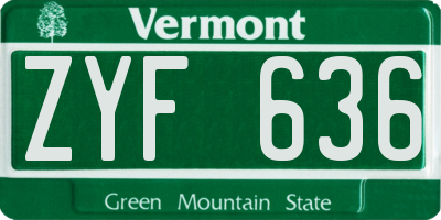 VT license plate ZYF636