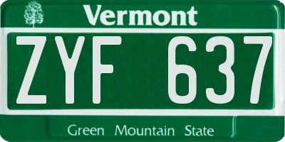 VT license plate ZYF637