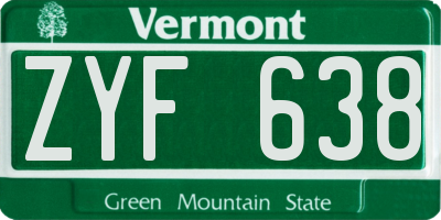 VT license plate ZYF638