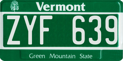 VT license plate ZYF639