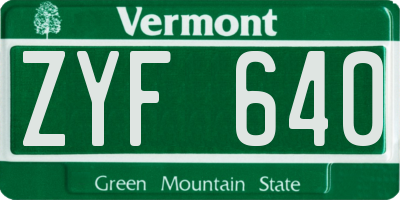 VT license plate ZYF640