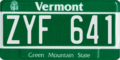 VT license plate ZYF641