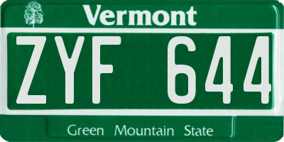VT license plate ZYF644