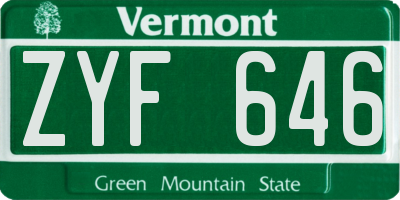 VT license plate ZYF646
