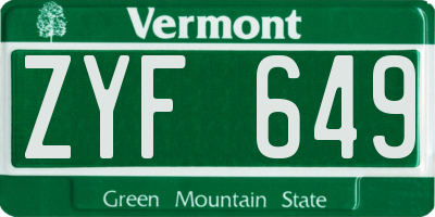 VT license plate ZYF649