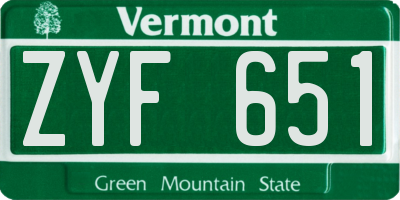 VT license plate ZYF651