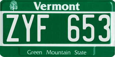 VT license plate ZYF653