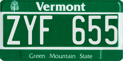 VT license plate ZYF655