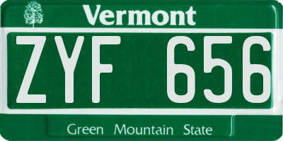 VT license plate ZYF656