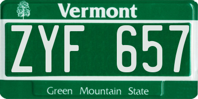 VT license plate ZYF657