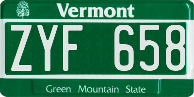 VT license plate ZYF658