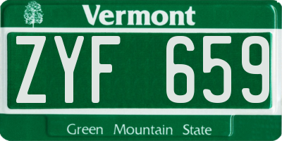 VT license plate ZYF659