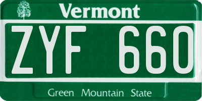 VT license plate ZYF660
