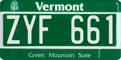 VT license plate ZYF661