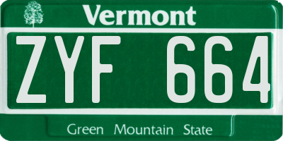 VT license plate ZYF664