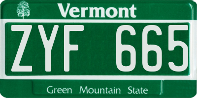 VT license plate ZYF665