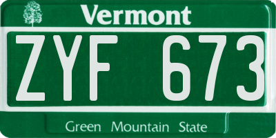 VT license plate ZYF673