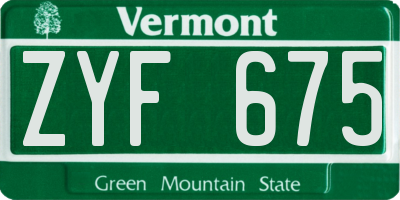 VT license plate ZYF675